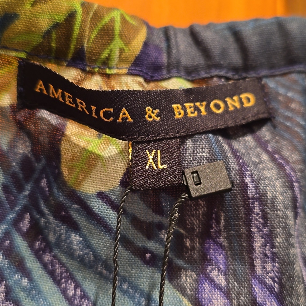 Womens AMERICA & BEYOND  Navy Tropical Dress with Lovely Trim - Picture 3 of 6